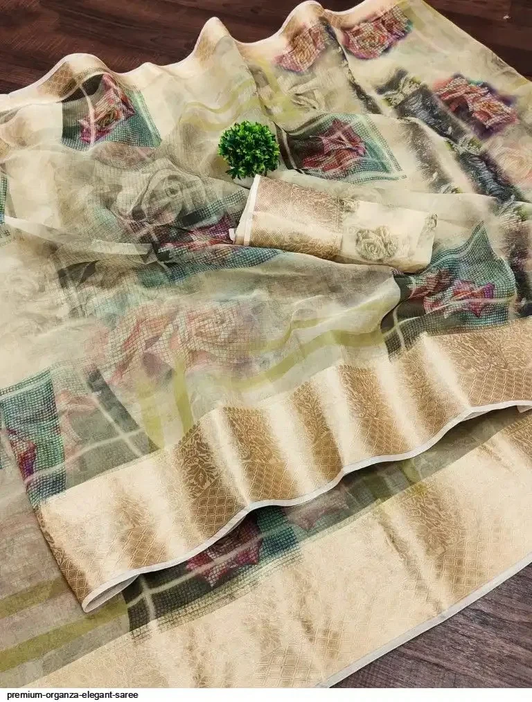 Colkalam Silk Organza Digital Printed Saree Collection 5
