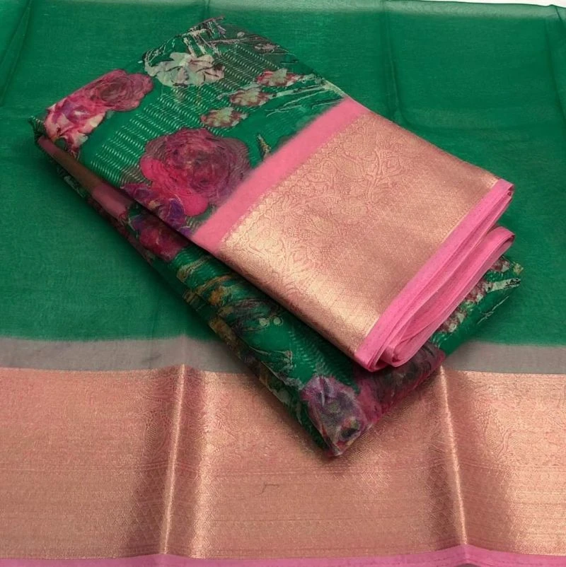 Colkalam Silk Organza Digital Printed Saree Collection 7