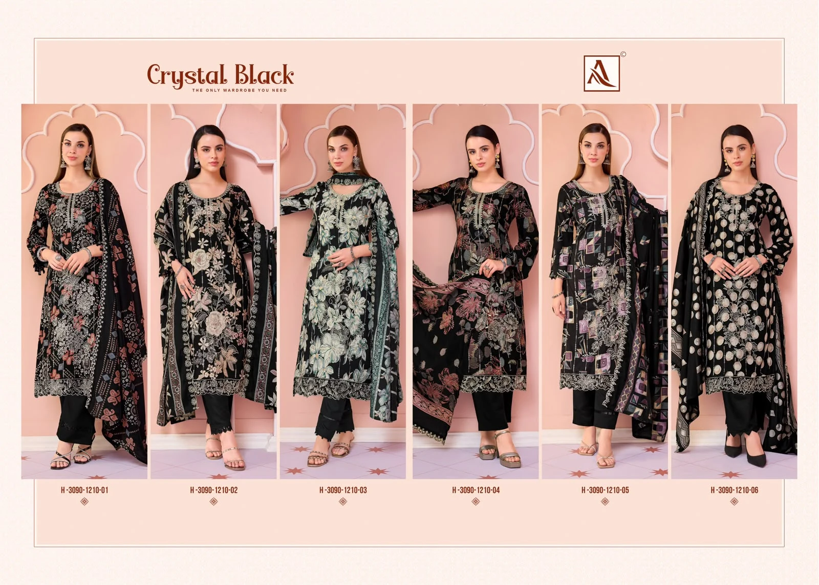 Alok Suit Crystal Black Pure Viscose Rayon Suit With Fancy Embroidery & Swarovski Diamond Work 8