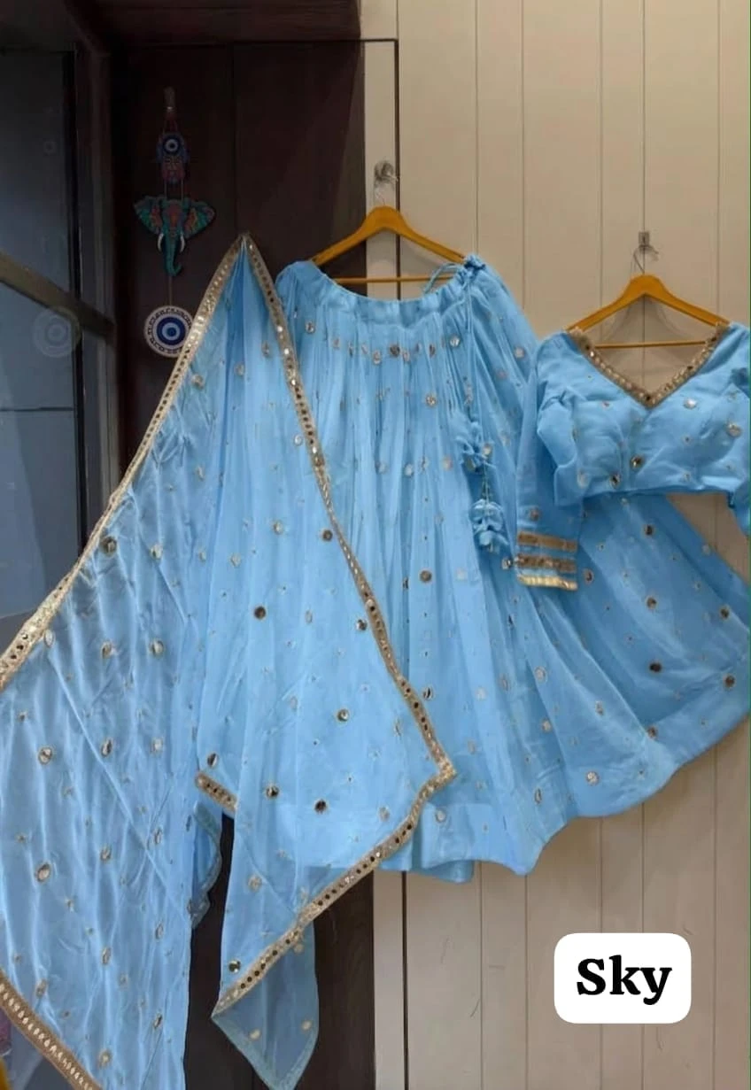 Daya Pure Fox Georgette Lehenga Choli With Heavy Computer Mirror Work 3