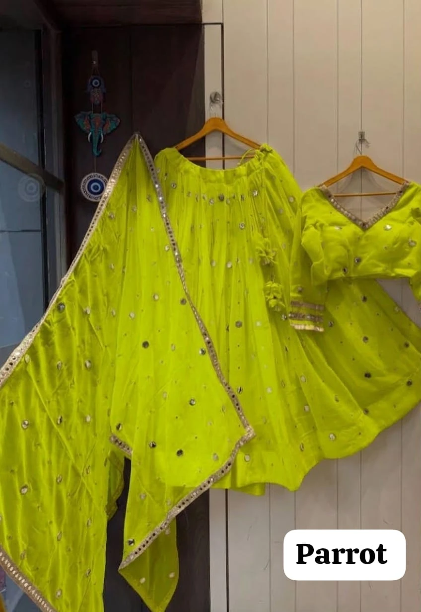 Daya Pure Fox Georgette Lehenga Choli With Heavy Computer Mirror Work 8