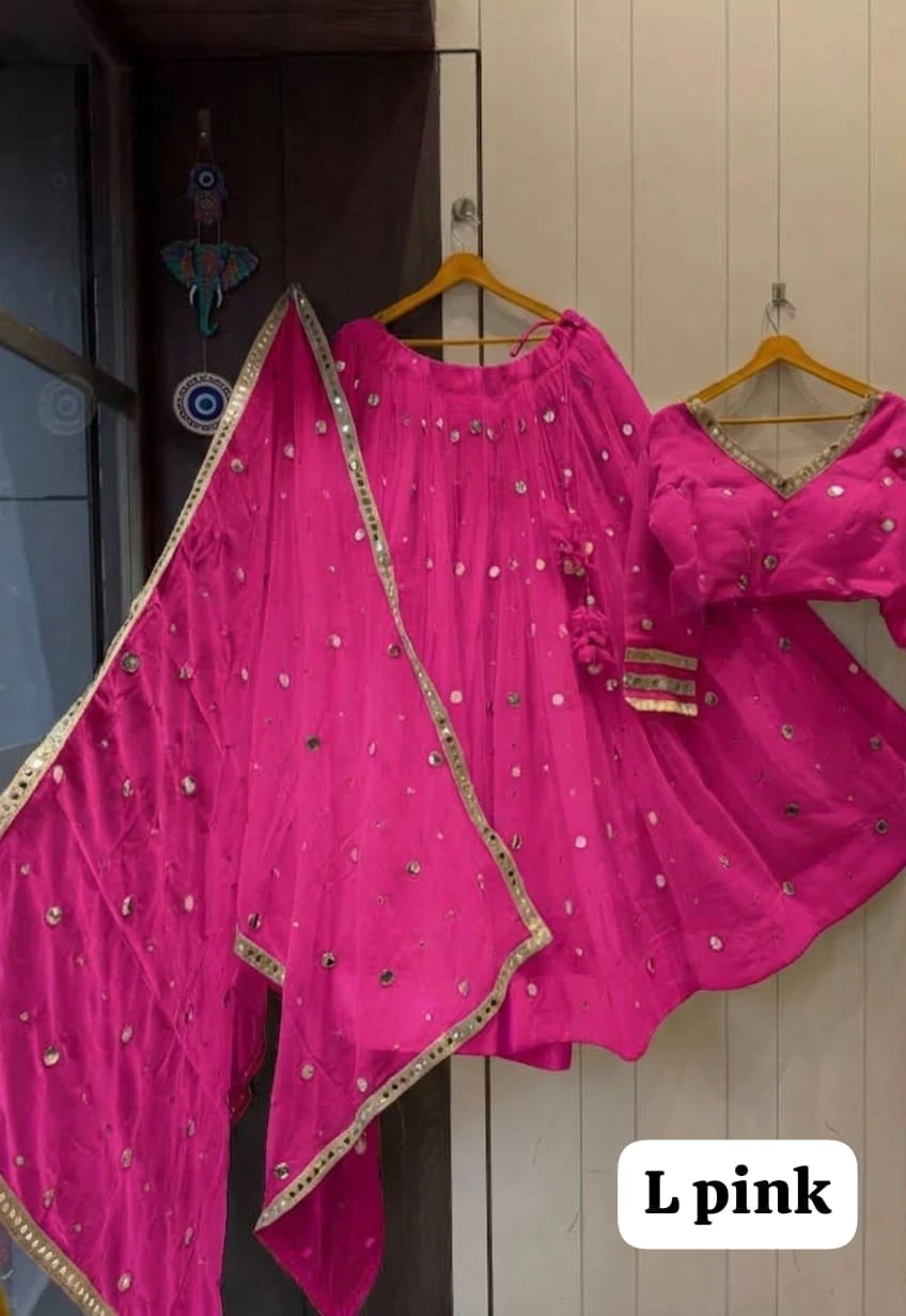 Daya Pure Fox Georgette Lehenga Choli With Heavy Computer Mirror Work 9
