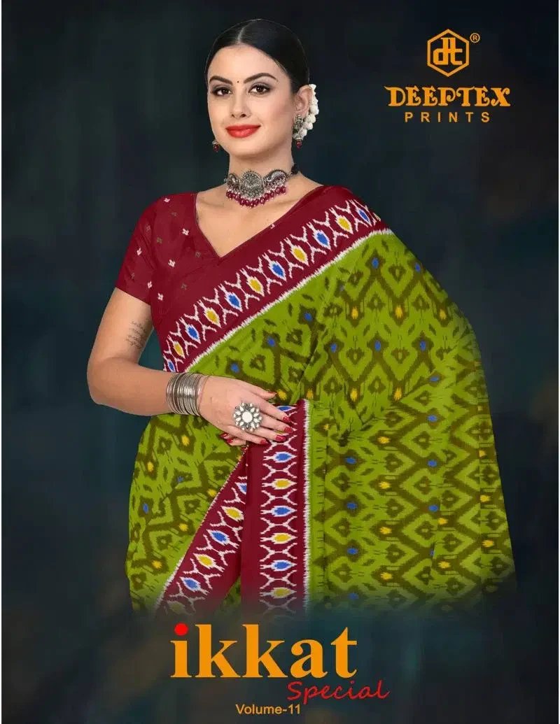 Deeptex Ikkat Vol 11 Cotton Printed Saree Collection 1