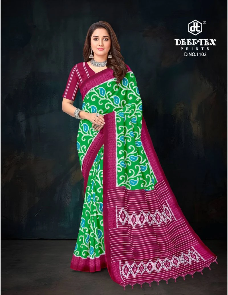 Deeptex Ikkat Vol 11 Cotton Printed Saree Collection 10