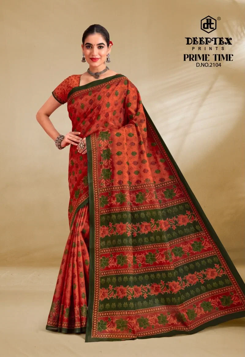 Deeptex Prime Time Vol 21 Cotton Printed Saree Collection 14