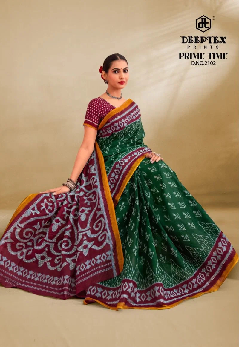 Deeptex Prime Time Vol 21 Cotton Printed Saree Collection 8