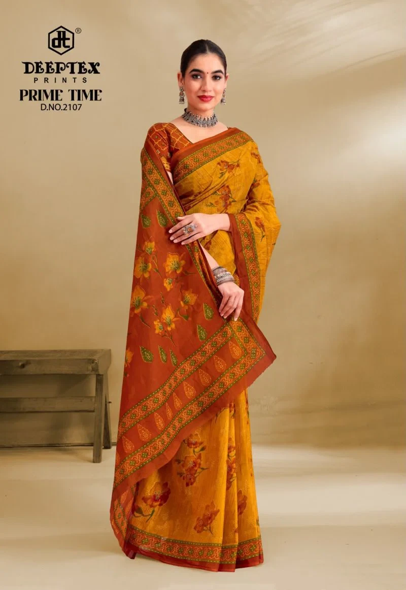 Deeptex Prime Time Vol 21 Cotton Printed Saree Collection 9