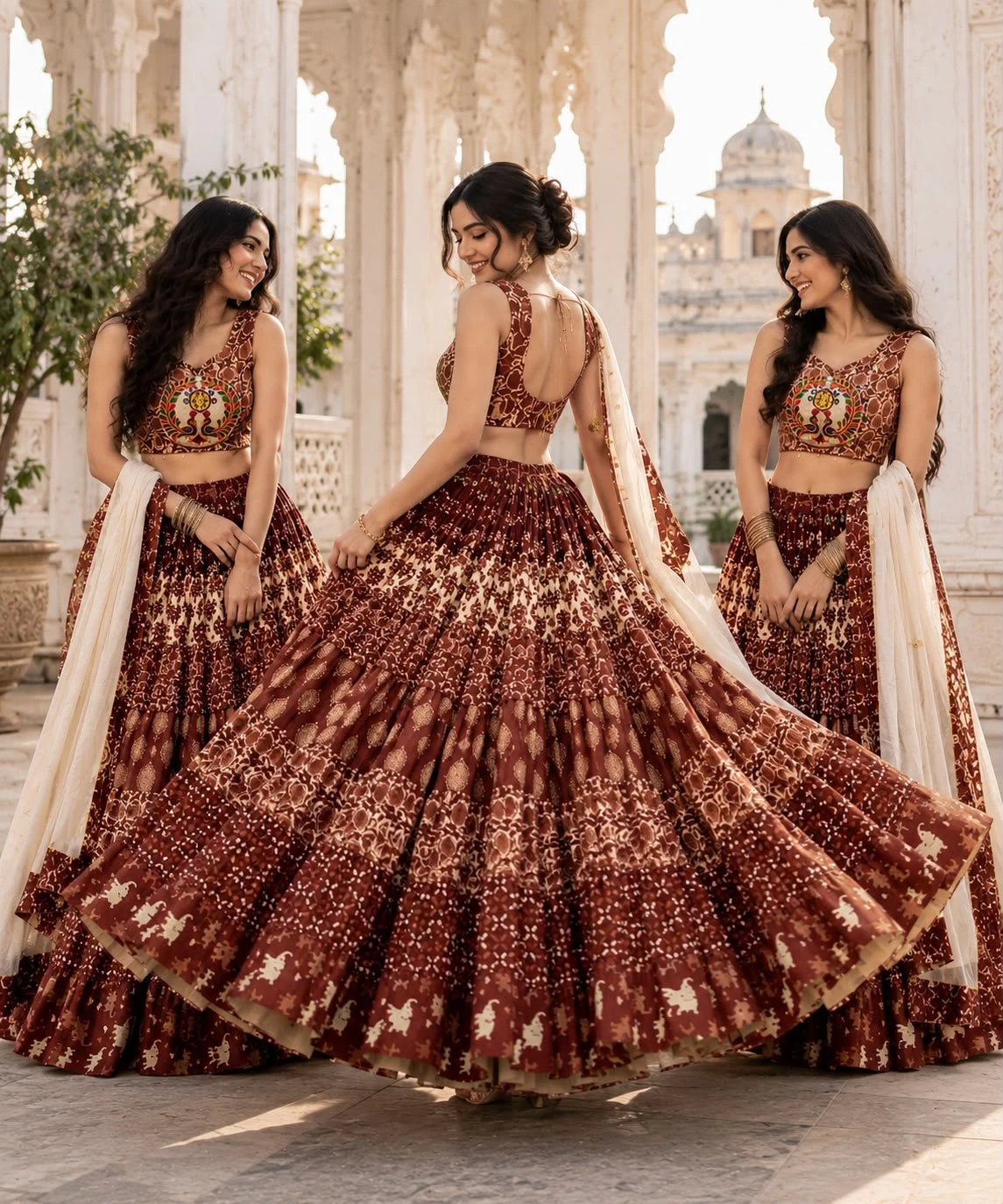 Denim Butta Pure Cambric Cotton Jaipuri Lehenga Choli With Heavy Border Dupatta 1