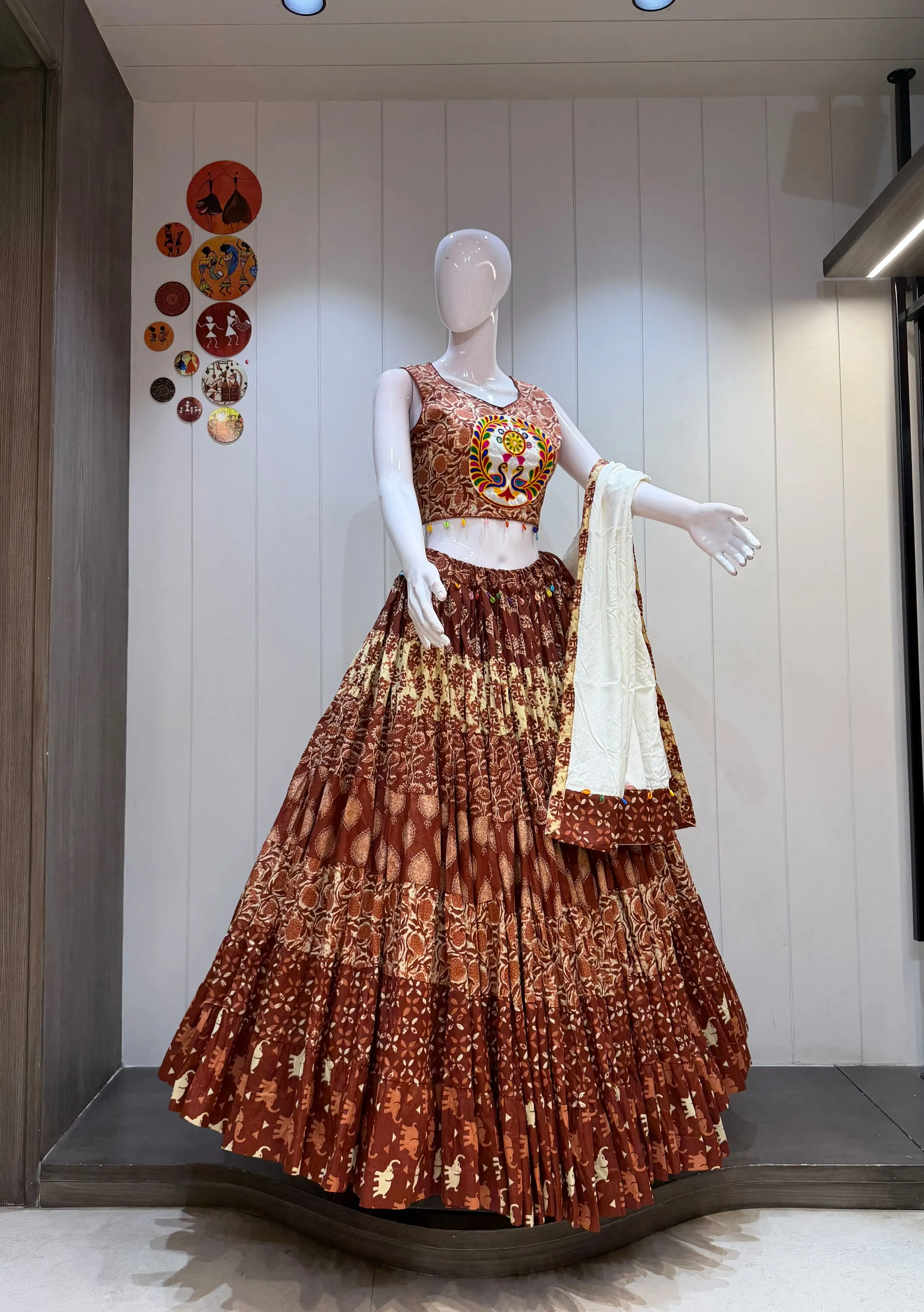 Denim Butta Pure Cambric Cotton Jaipuri Lehenga Choli With Heavy Border Dupatta 7