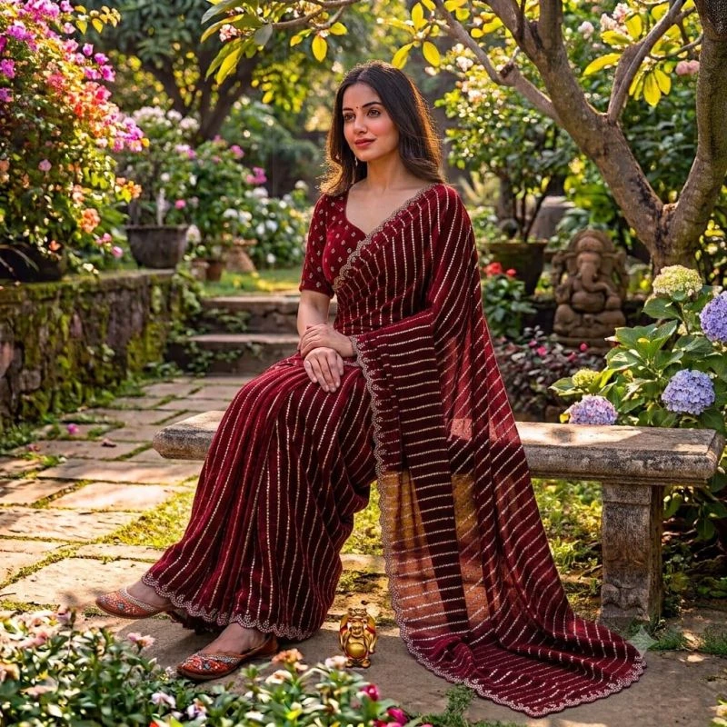 Ds 843 Fendy Satin Beads Worked Saree Collection