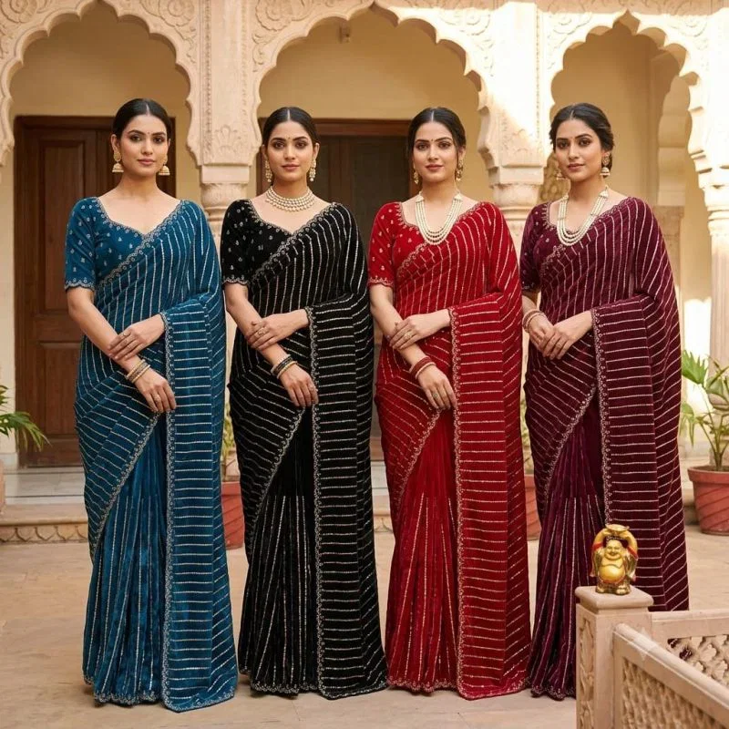 Ds 843 Fendy Satin Beads Worked Saree Collection 14