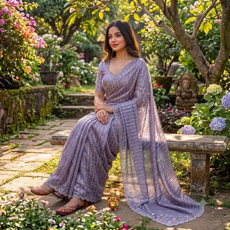 Ds 843 Fendy Satin Beads Worked Saree Collection 17