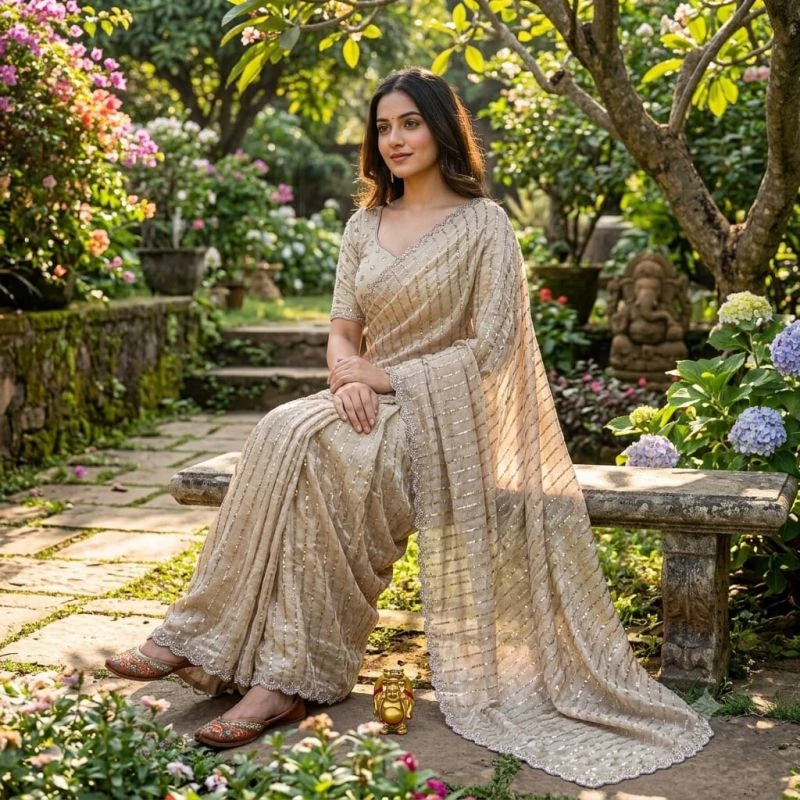 Ds 843 Fendy Satin Beads Worked Saree Collection 19