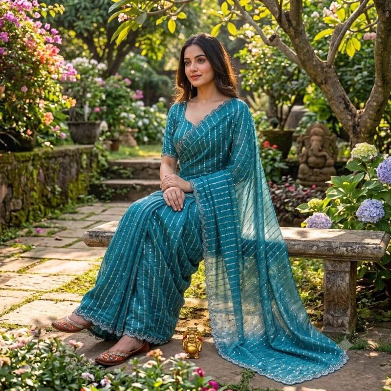 Ds 843 Fendy Satin Beads Worked Saree Collection 5