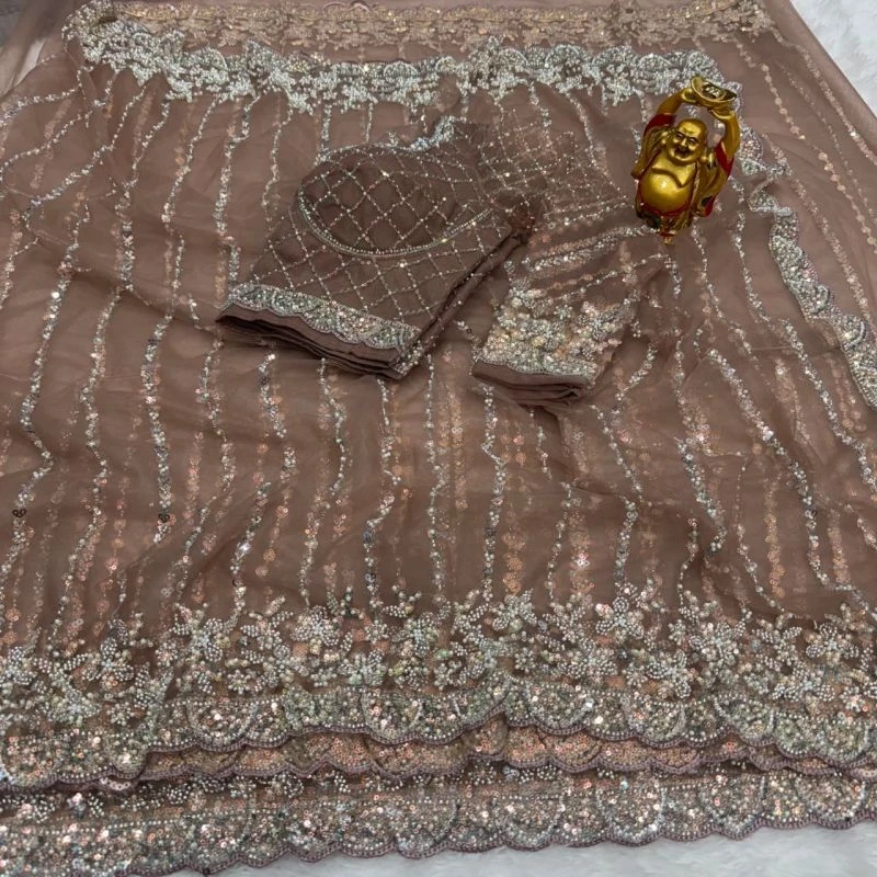 Ds Beed 1 Pure Soft Net Sequence Handworked Designer Saree 3