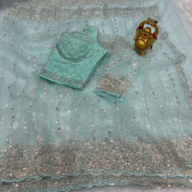 Ds Beed 1 Pure Soft Net Sequence Handworked Designer Saree 5