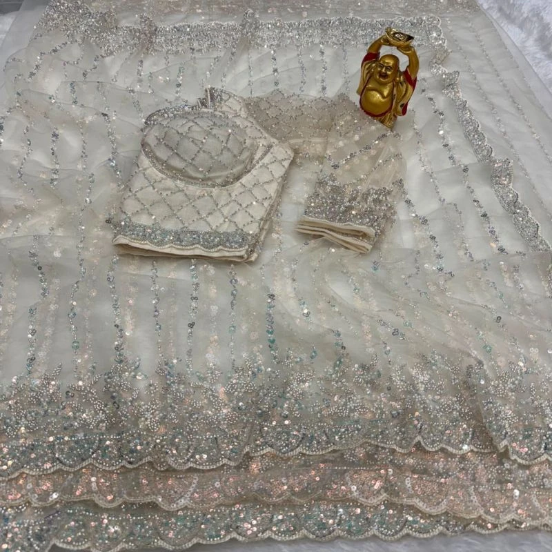 Ds Beed 1 Pure Soft Net Sequence Handworked Designer Saree 7