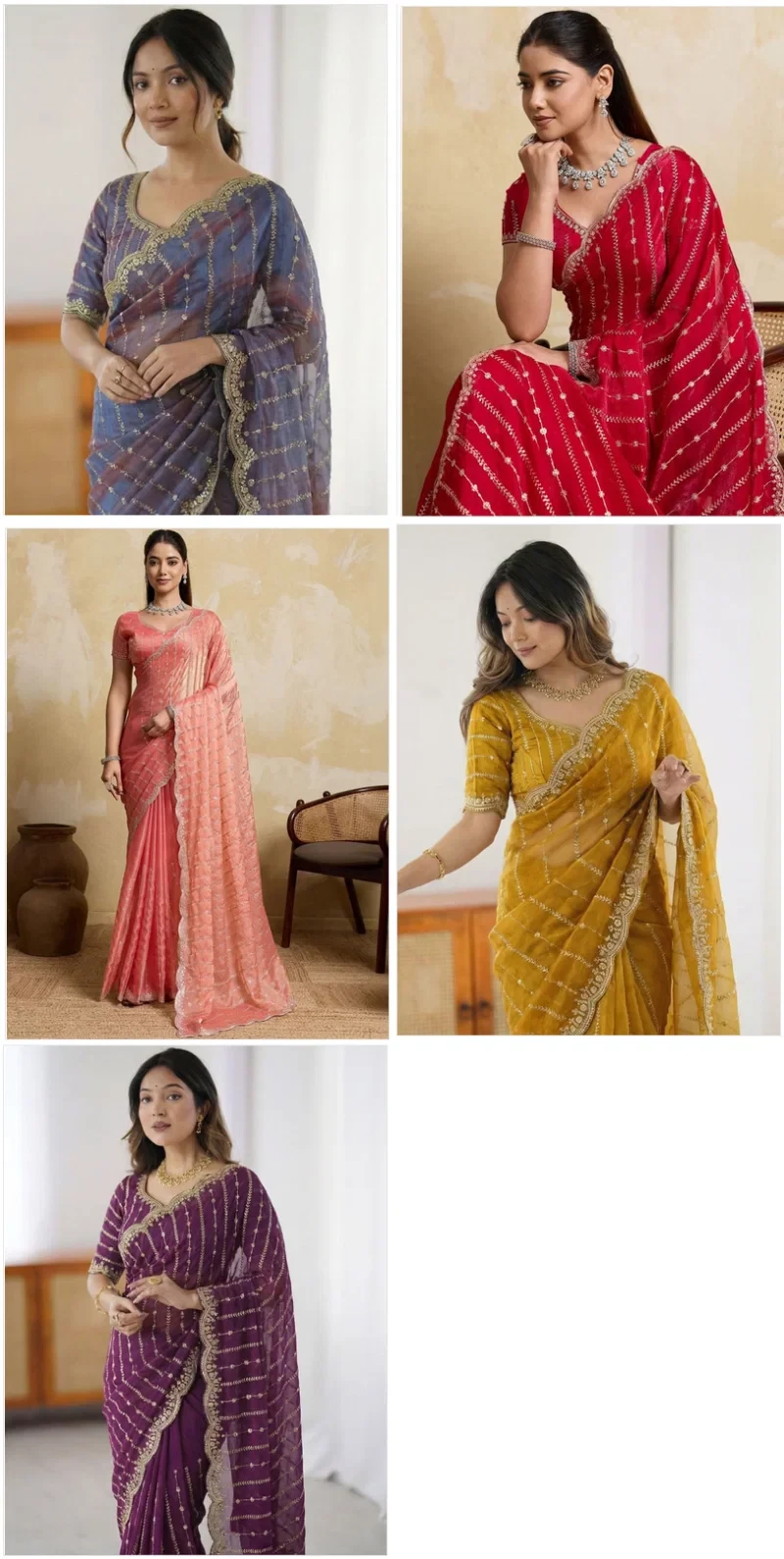 Em 20 Fandy Chiffon Embroidered Sequence Worked Saree 4