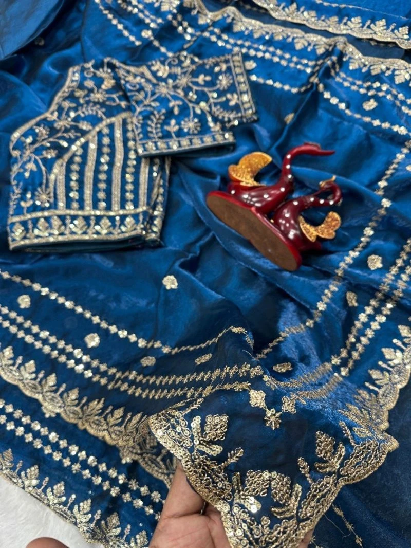 Em 23 Fandy Satin Zari Embroidery Worked Saree Collection 3