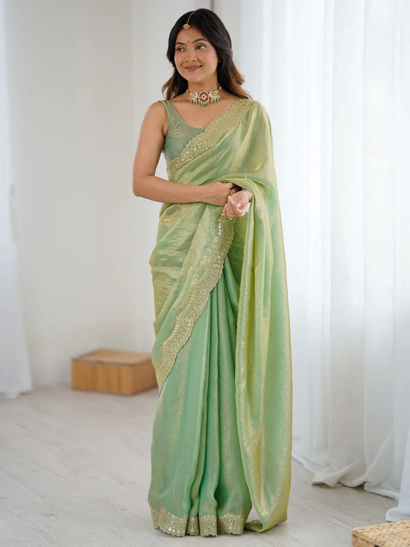 Em 24 Satin Sequence Worked Party Wear Saree 16