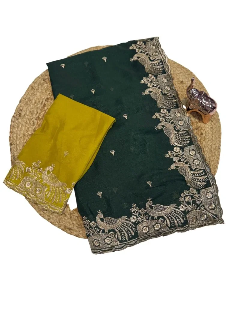 Em 26 Chiffon Embroidered Zari Weaving Saree Collection 6