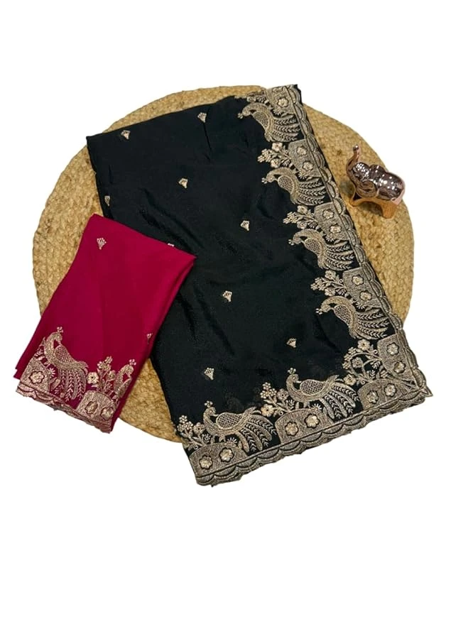 Em 26 Chiffon Embroidered Zari Weaving Saree Collection 9