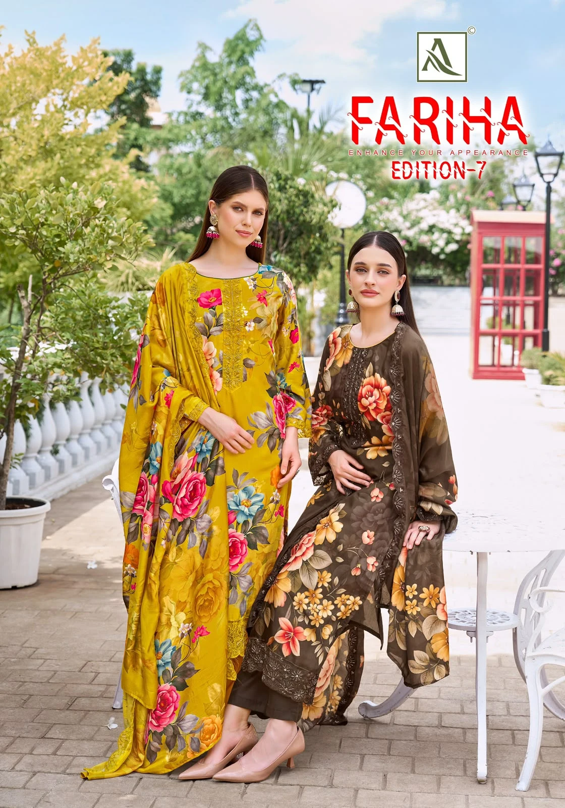 Alok Suit Fariha 7 Maslin Digital Designer Print Suit With Embroidery Work 1