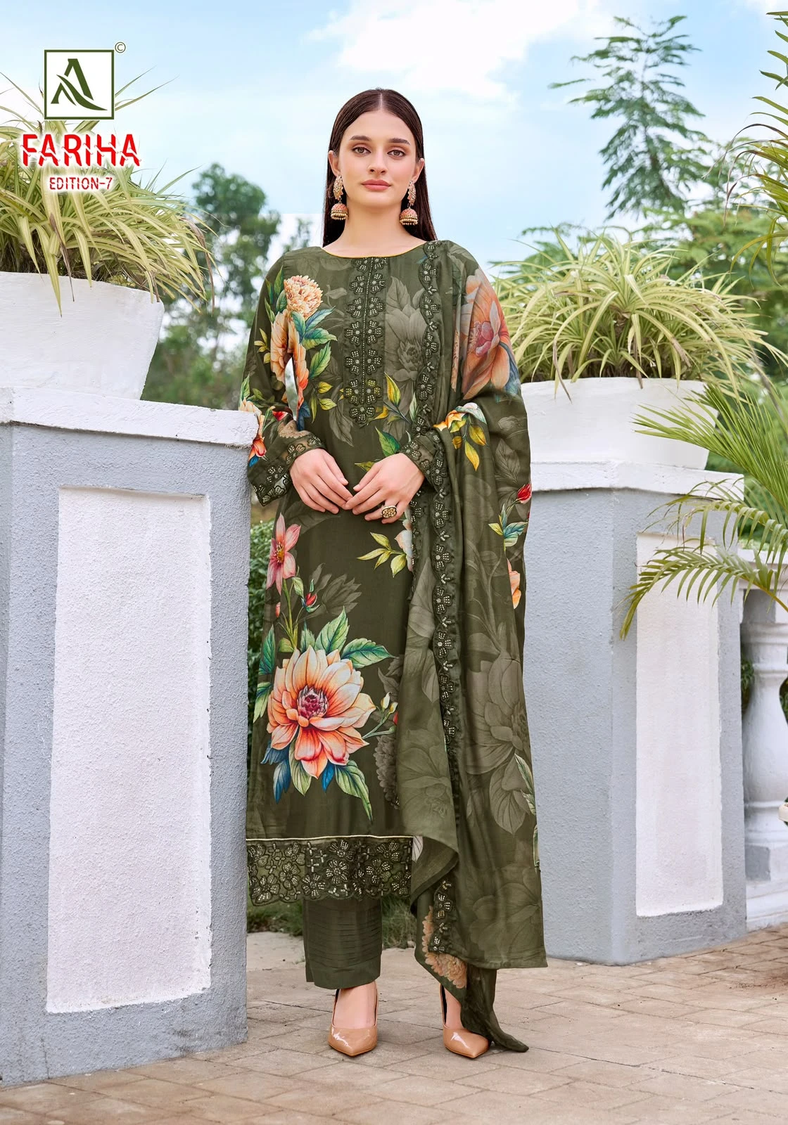 Alok Suit Fariha 7 Maslin Digital Designer Print Suit With Embroidery Work 6