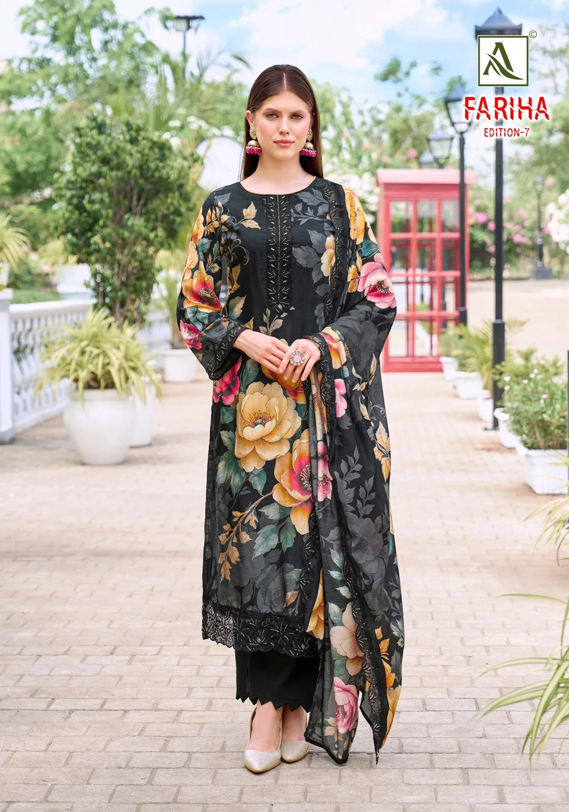 Alok Suit Fariha 7 Maslin Digital Designer Print Suit With Embroidery Work 8