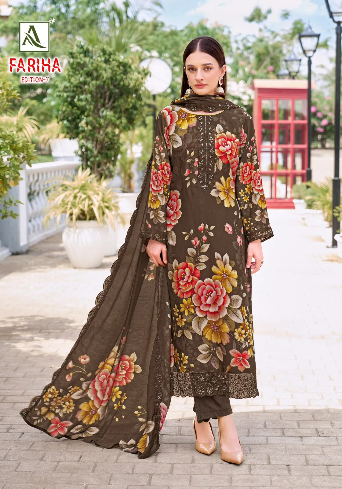 Alok Suit Fariha 7 Maslin Digital Designer Print Suit With Embroidery Work 9