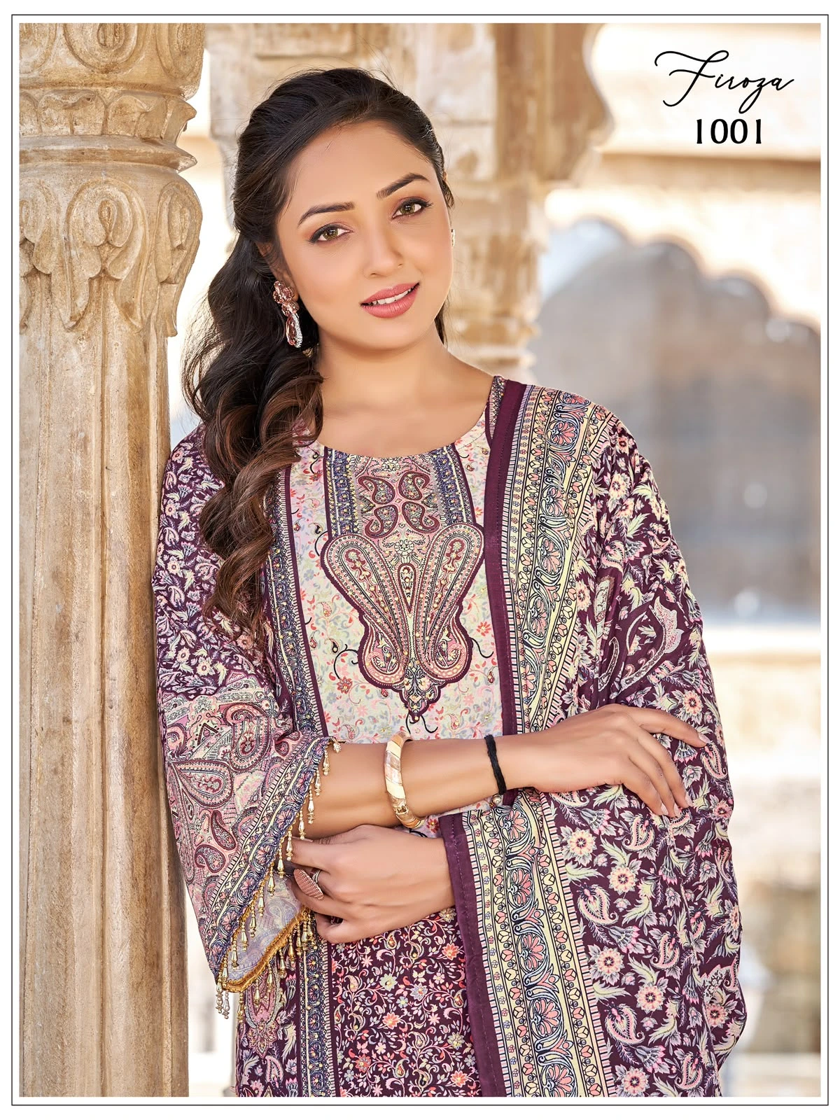 Firoza Jam Satin Mirror Work Pakistani Suit Collection