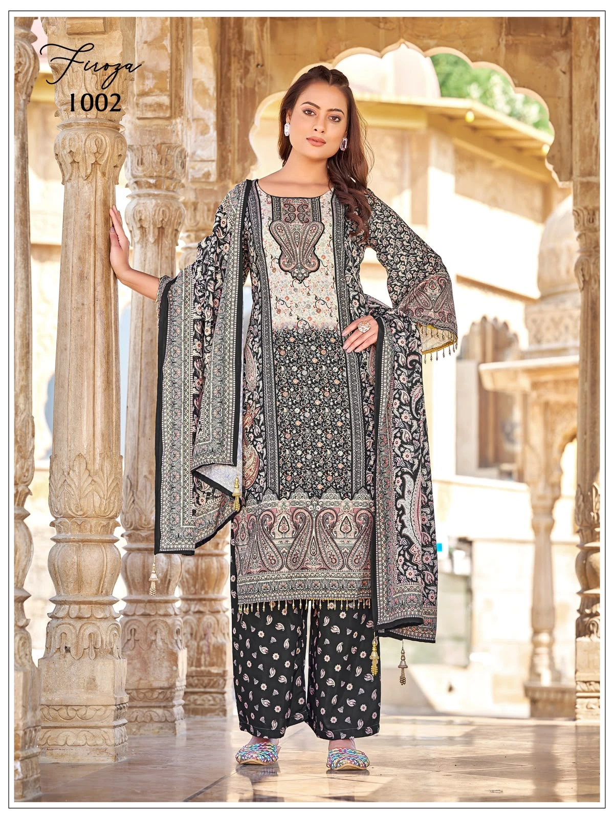 Firoza Jam Satin Mirror Work Pakistani Suit Collection 2