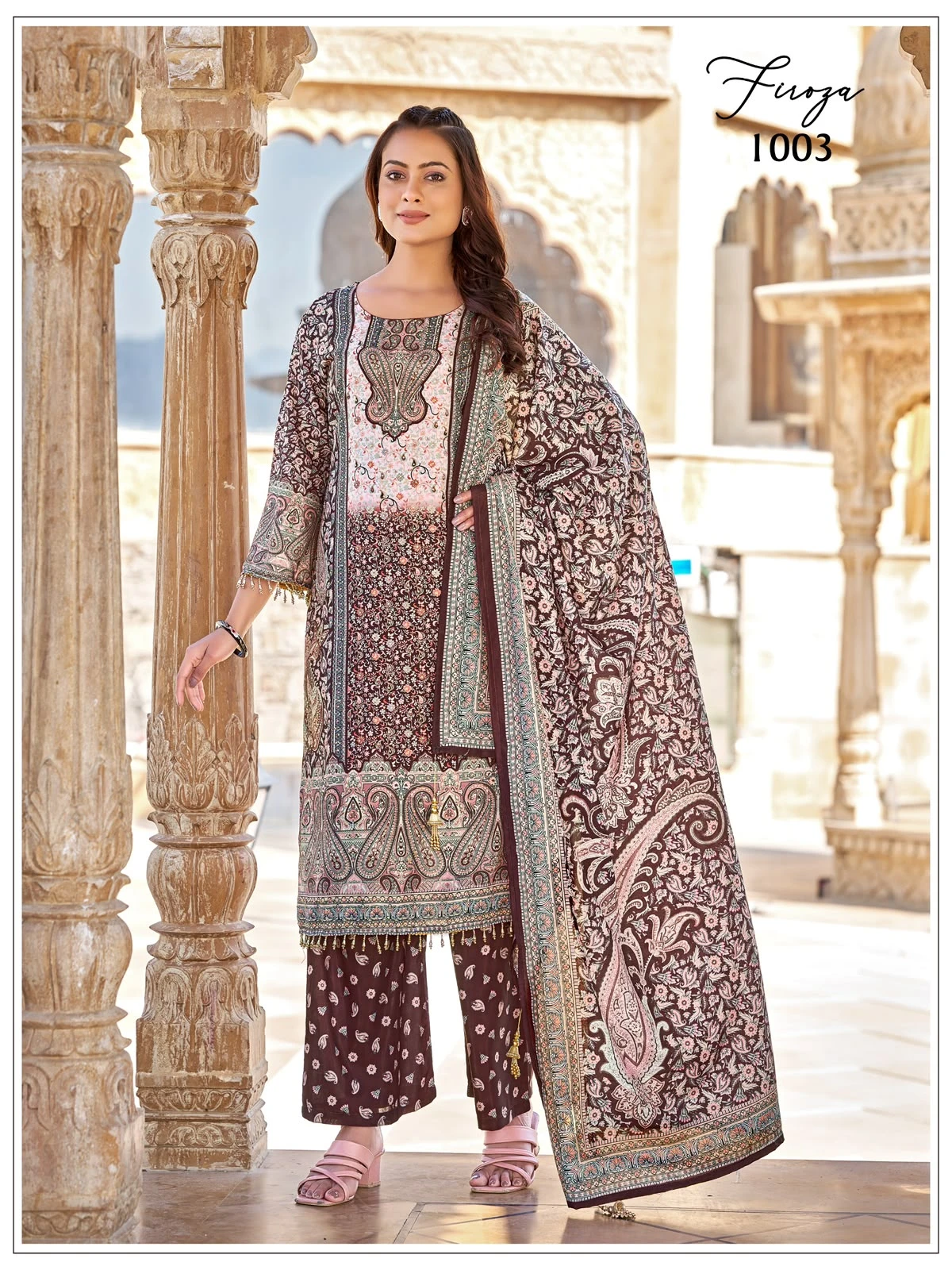 Firoza Jam Satin Mirror Work Pakistani Suit Collection 3
