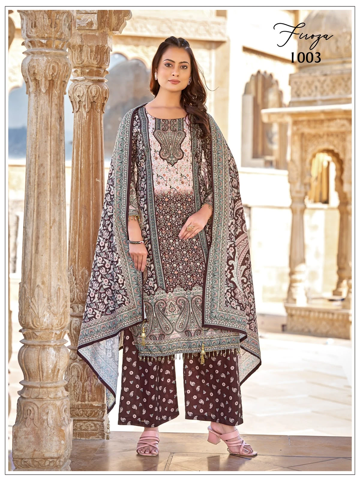 Firoza Jam Satin Mirror Work Pakistani Suit Collection 4