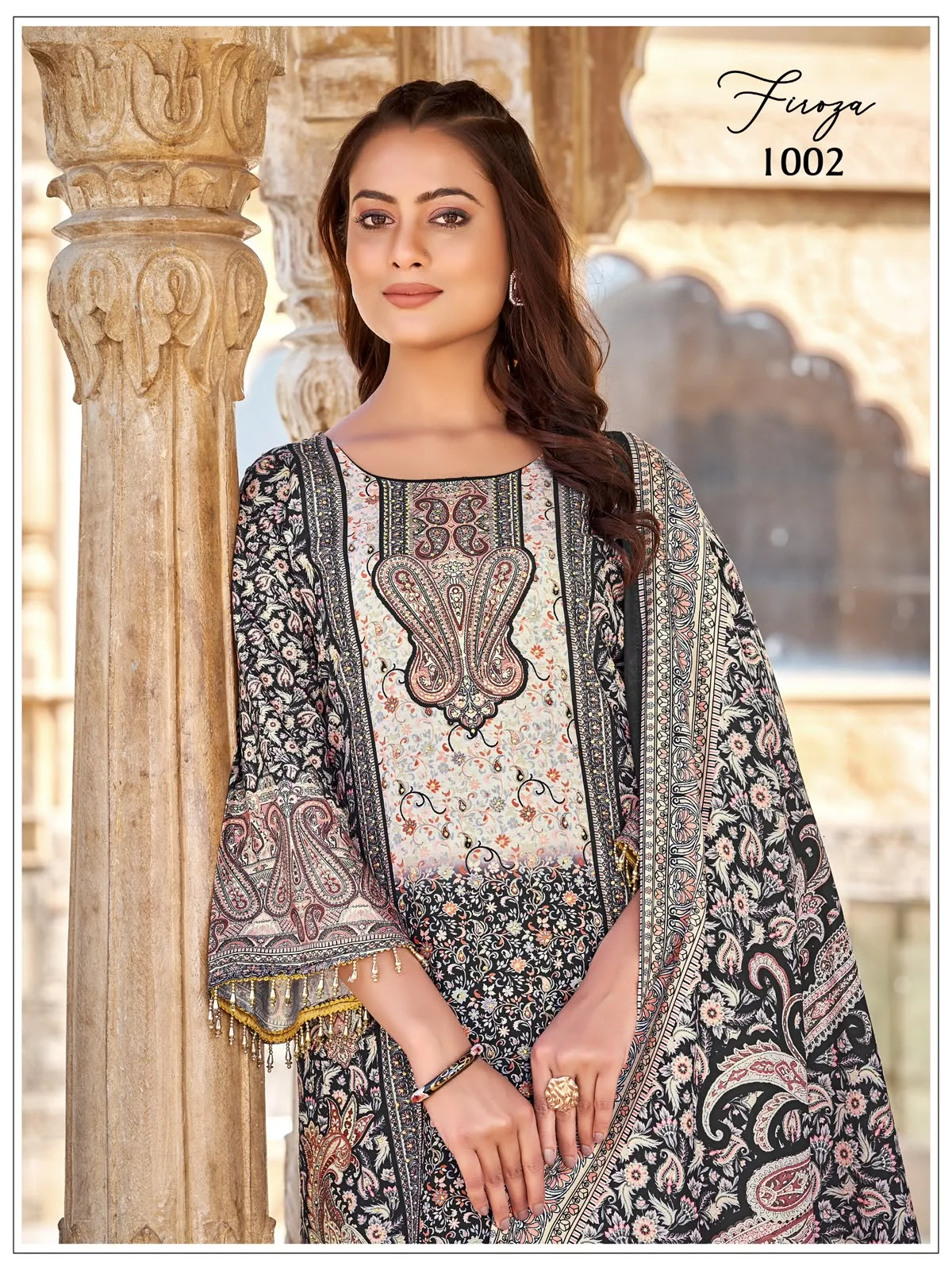 Firoza Jam Satin Mirror Work Pakistani Suit Collection 6