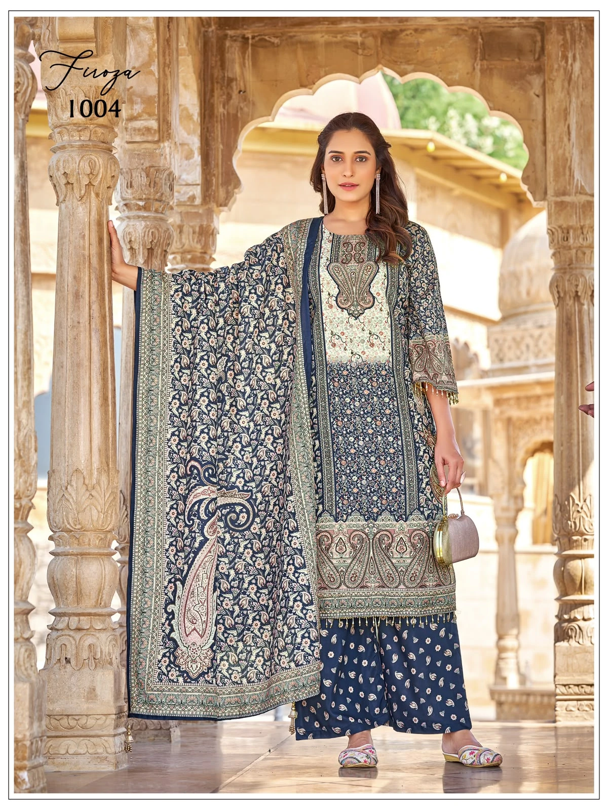 Firoza Jam Satin Mirror Work Pakistani Suit Collection 9