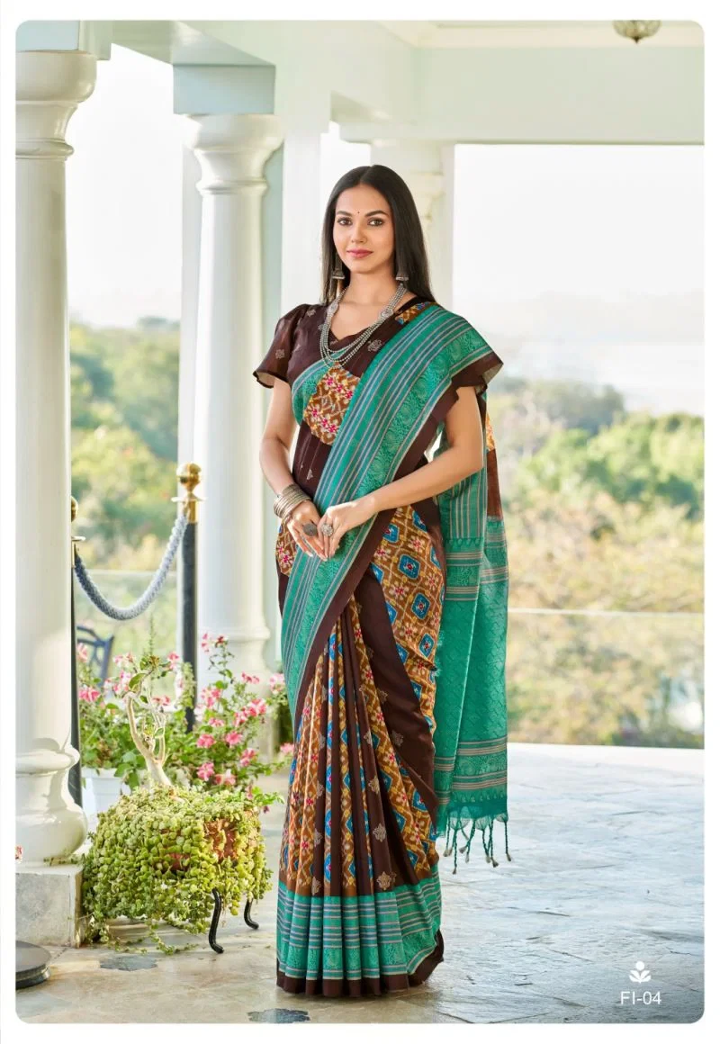 Flute Ikkat Soft Tusser Silk Ikkat Printed Saree Collection 2