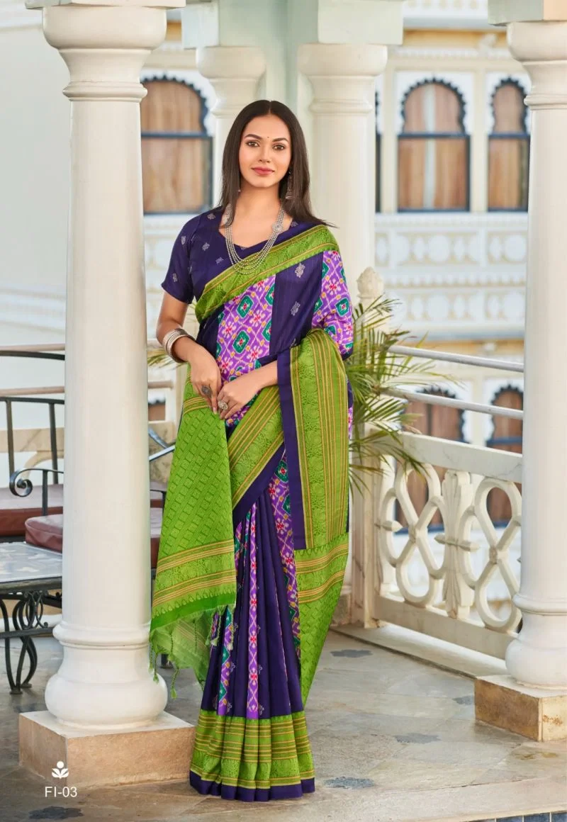 Flute Ikkat Soft Tusser Silk Ikkat Printed Saree Collection 3