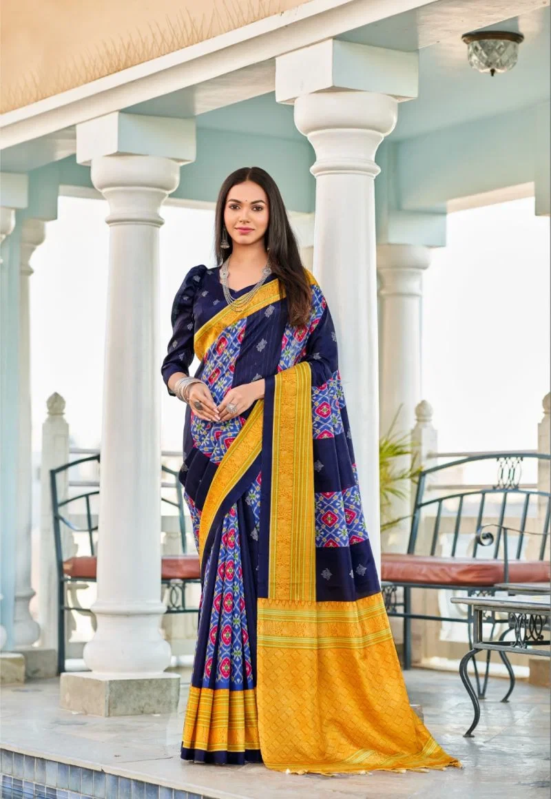 Flute Ikkat Soft Tusser Silk Ikkat Printed Saree Collection 4