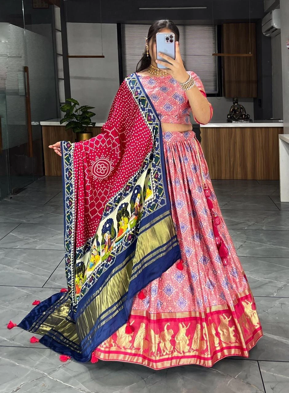 Gaji Silk Lehenga Choli Semi Gaji Silk With Zari Border 1