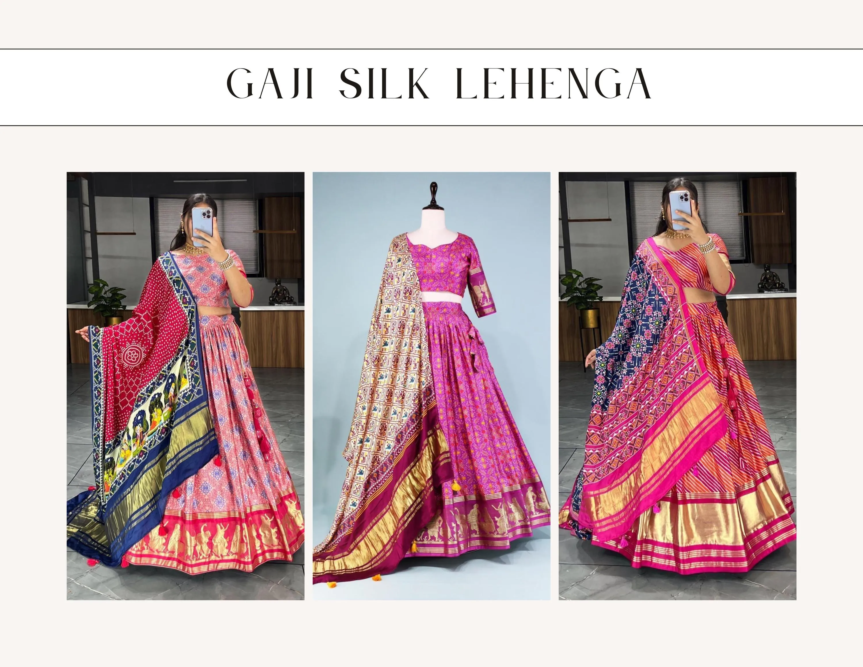 Gaji Silk Lehenga Choli Semi Gaji Silk With Zari Border 5