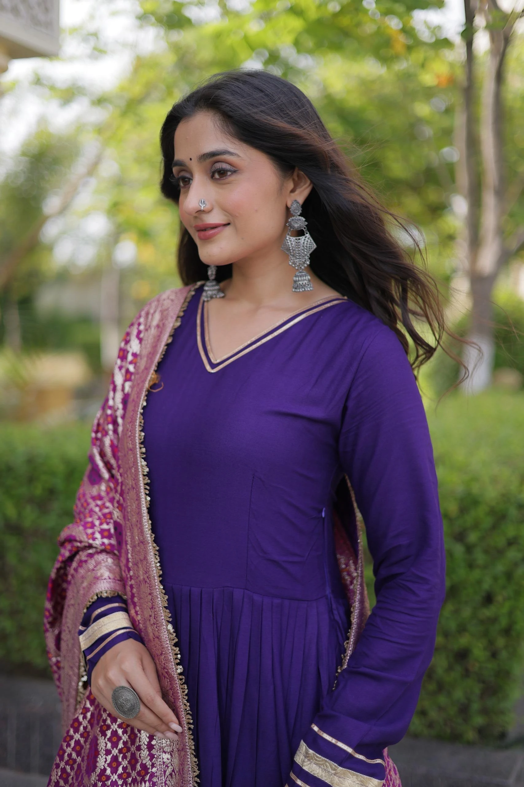 Gown Dupatta  Reyon Gown With Gota Patti And Lumpy Lace Work 2