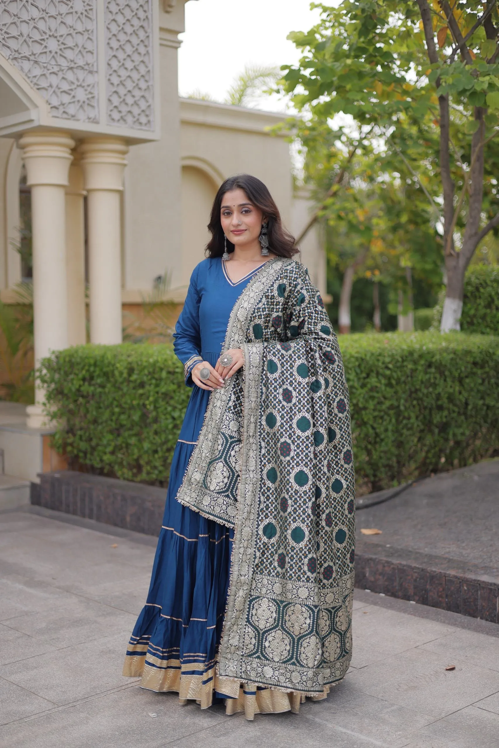 Gown Dupatta  Reyon Gown With Gota Patti And Lumpy Lace Work 3