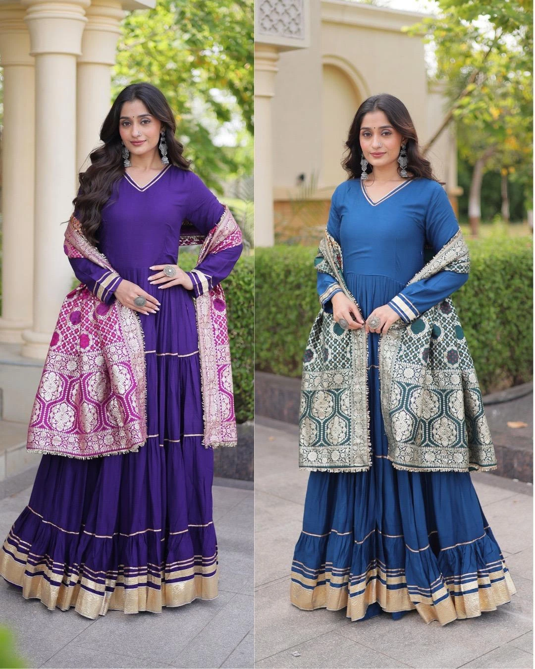 Gown Dupatta  Reyon Gown With Gota Patti And Lumpy Lace Work 7
