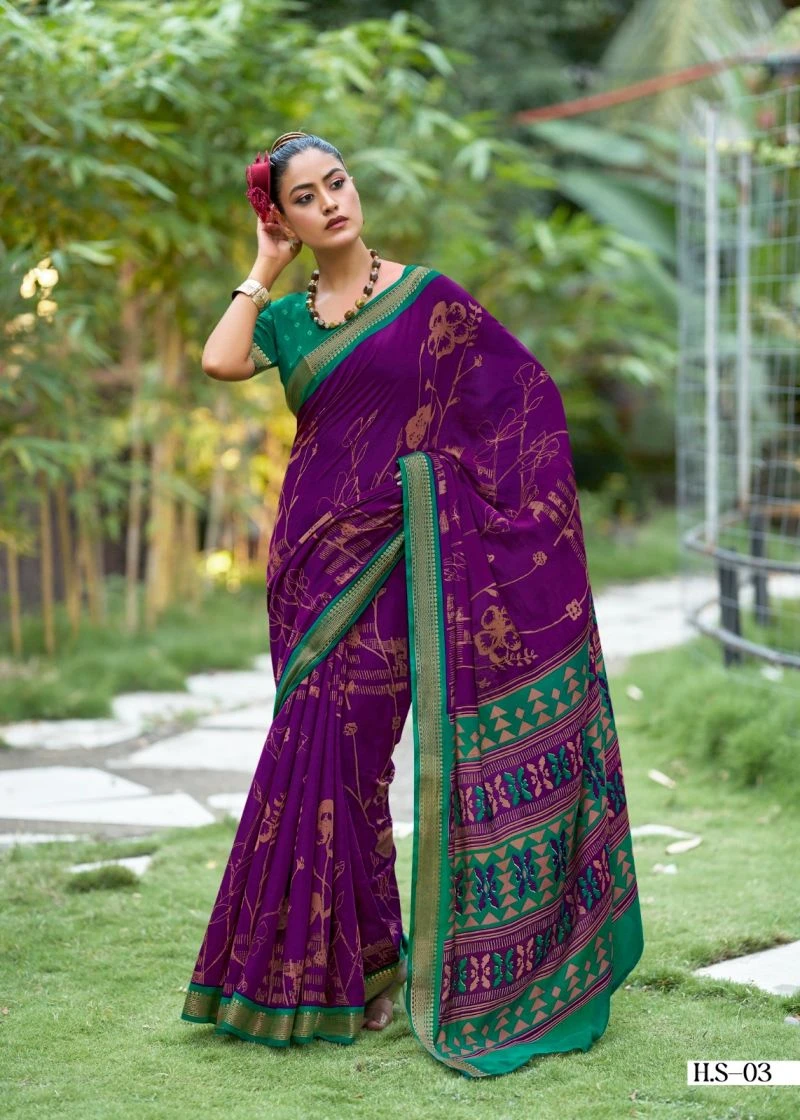 Halsi Silk Viscose Zari Border Saree Collection 12