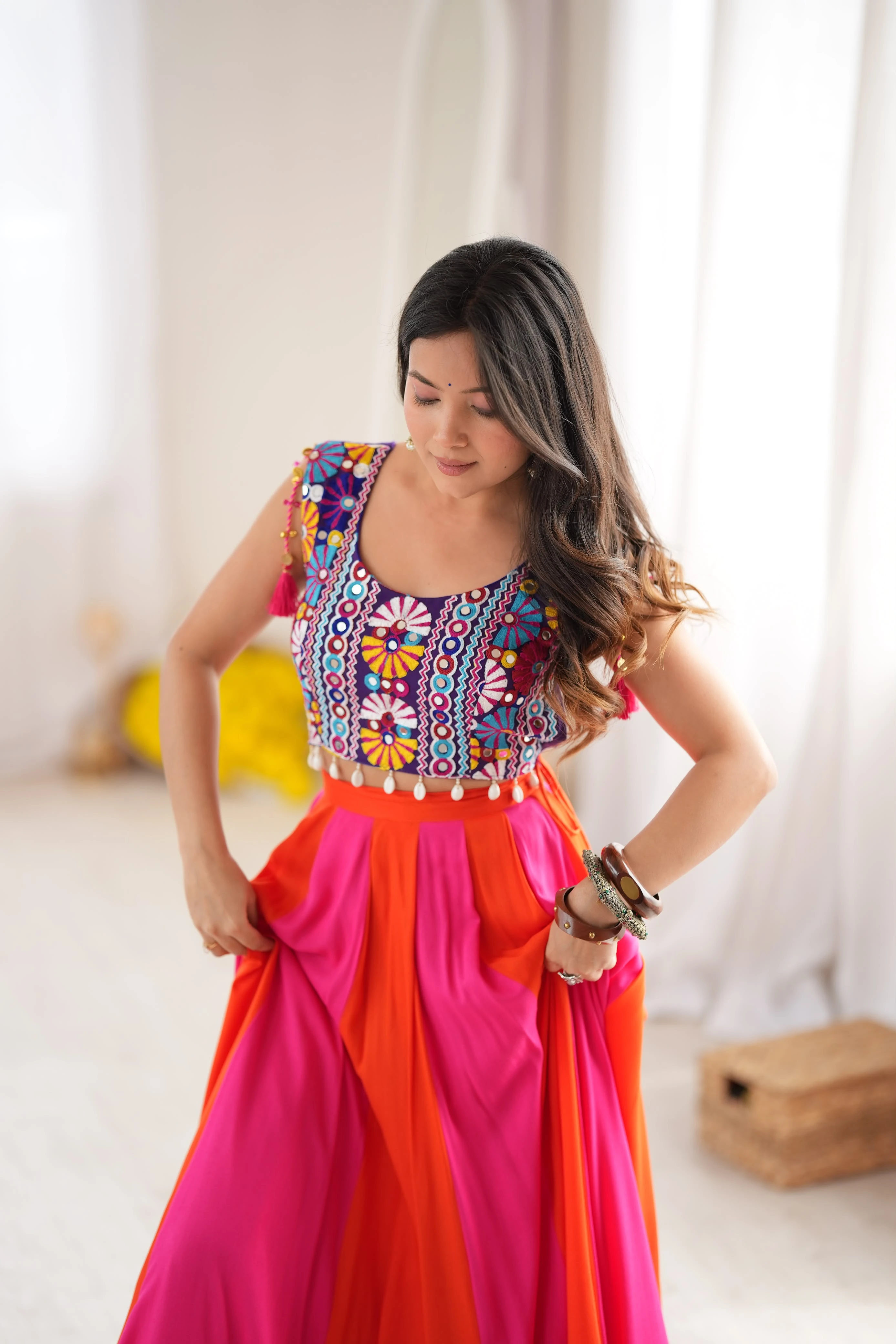 Heavy Reyon Lehenga Choli With Gota Patti And Mirror Work