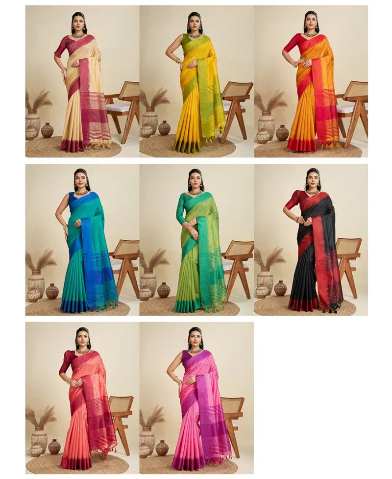 Jf 2584 Raw Silk Temple Woven Border Saree Collection 10