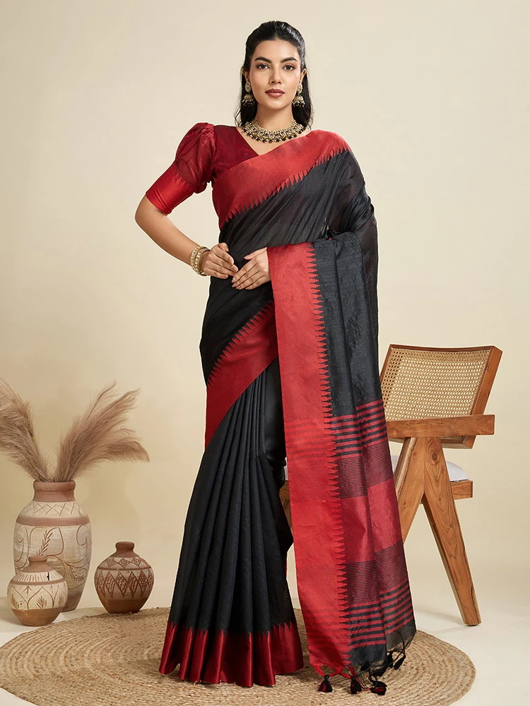 Jf 2584 Raw Silk Temple Woven Border Saree Collection 12