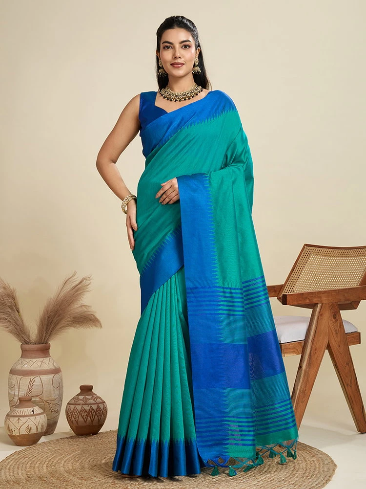 Jf 2584 Raw Silk Temple Woven Border Saree Collection 15