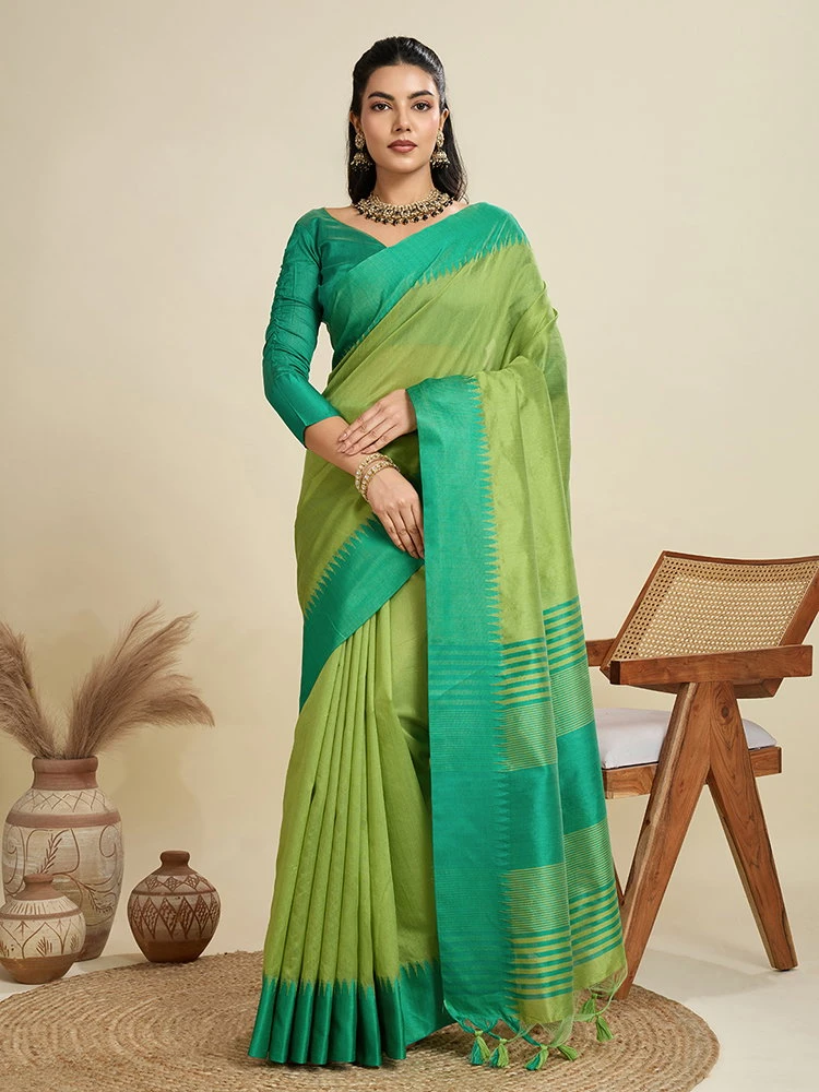 Jf 2584 Raw Silk Temple Woven Border Saree Collection 5